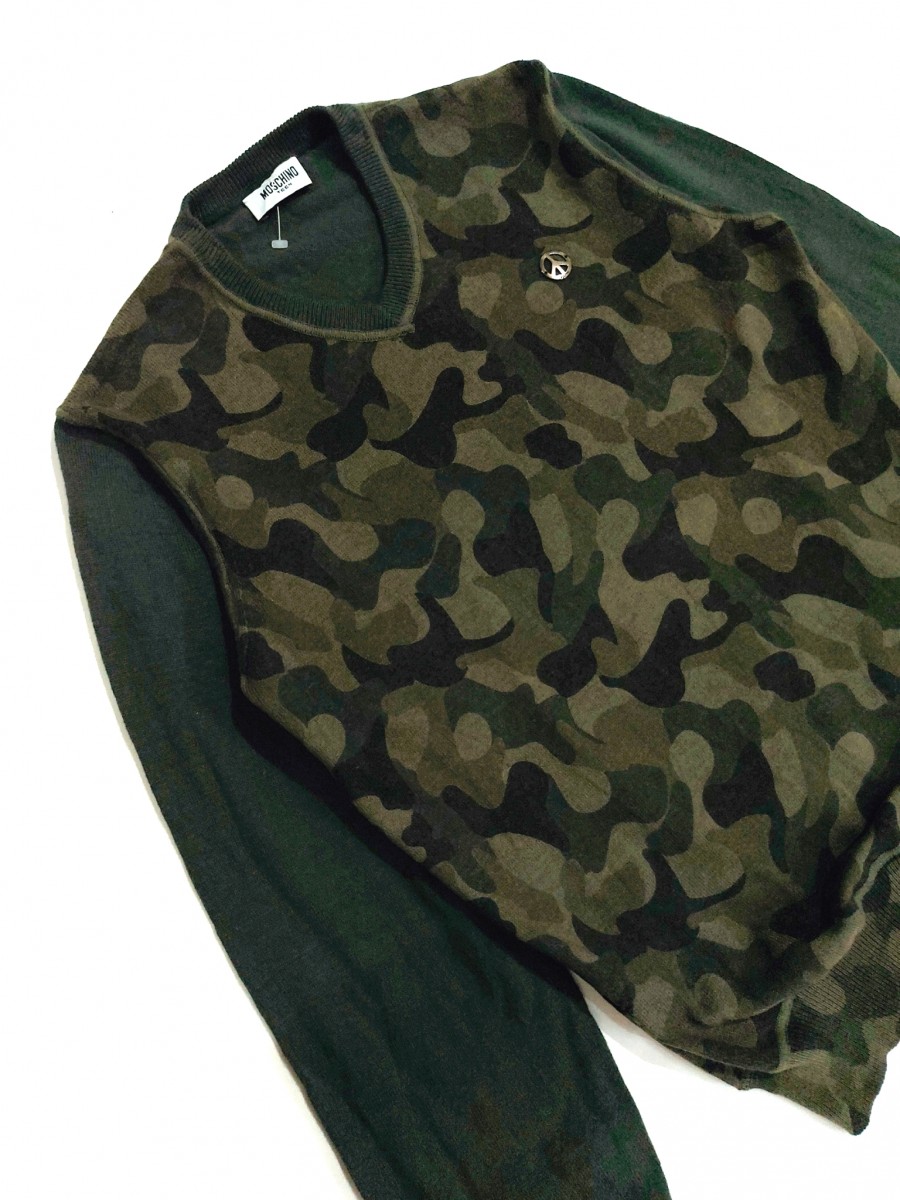 RARE! MOSCHINO TEEN WOODLAND CAMO SWEATER - 4