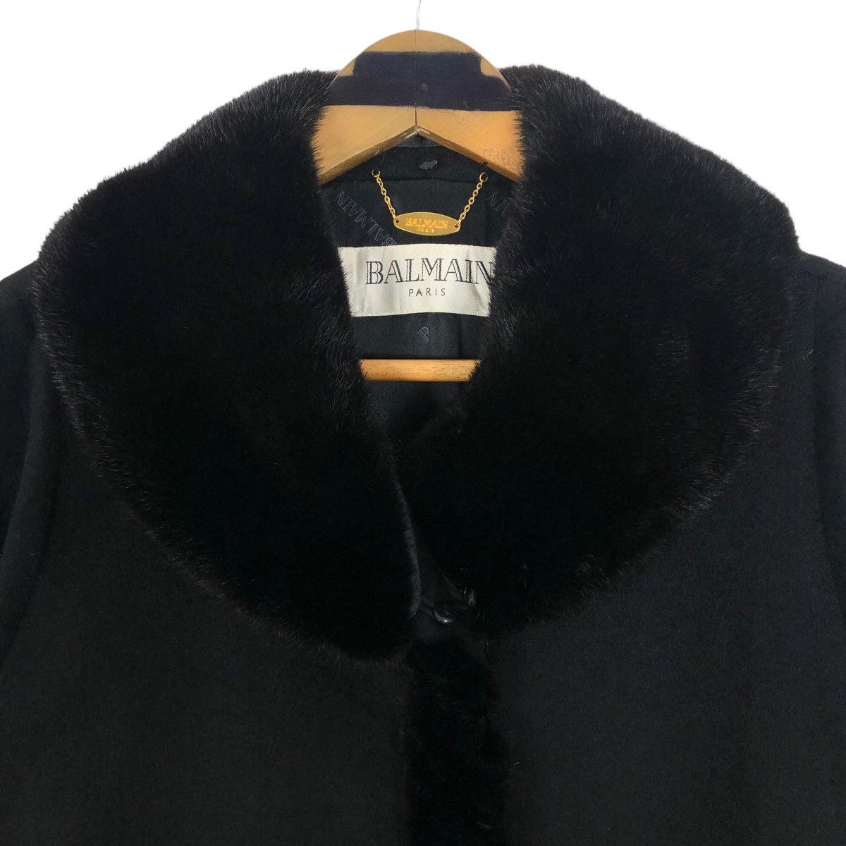 Balmain Paris Faux Fur Pure Cashmere Long Coat - 8