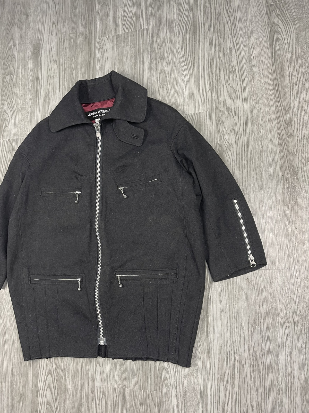 Steals🔥AD2011 Black Wool Bottom Pleated 3Q Jacket - 5