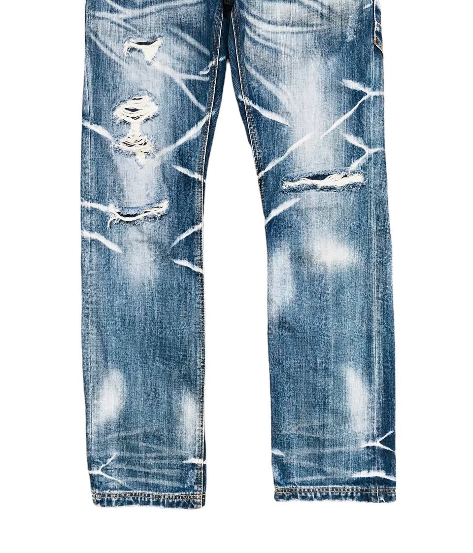 PLAG PLAG by Tete Homme Issey Miyake distressed jean Herringbone Thunderstorm faded wash Low-Rise St - 4