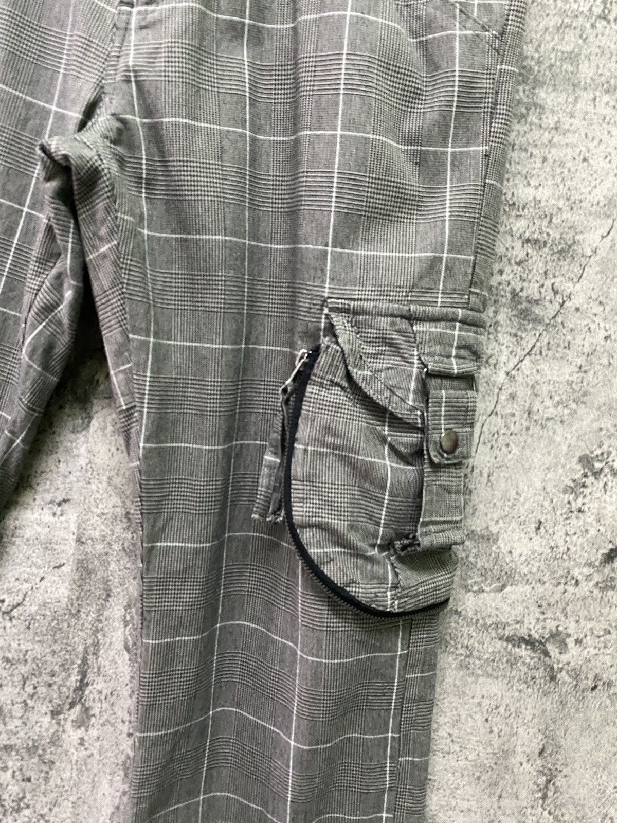 Japanese Brand - 31040=SKKONE Cargo Multipocket Checked Bondage Style Pant - 5