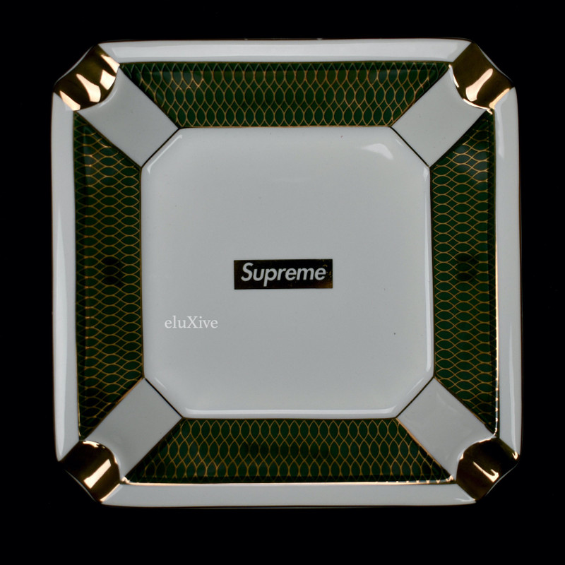 Supreme Box Logo Ceramic Ashtray Olive Green DS - 1