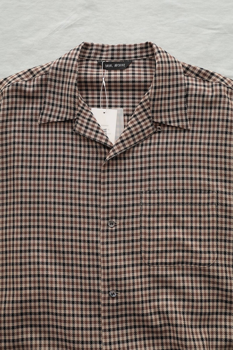 Vainl Archive - beige gunclub wool short sleeve shirt L 20ss - 9