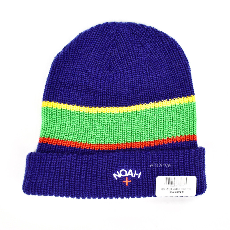 Noah Blue Uni Stripe Core Logo Beanie DS - 1
