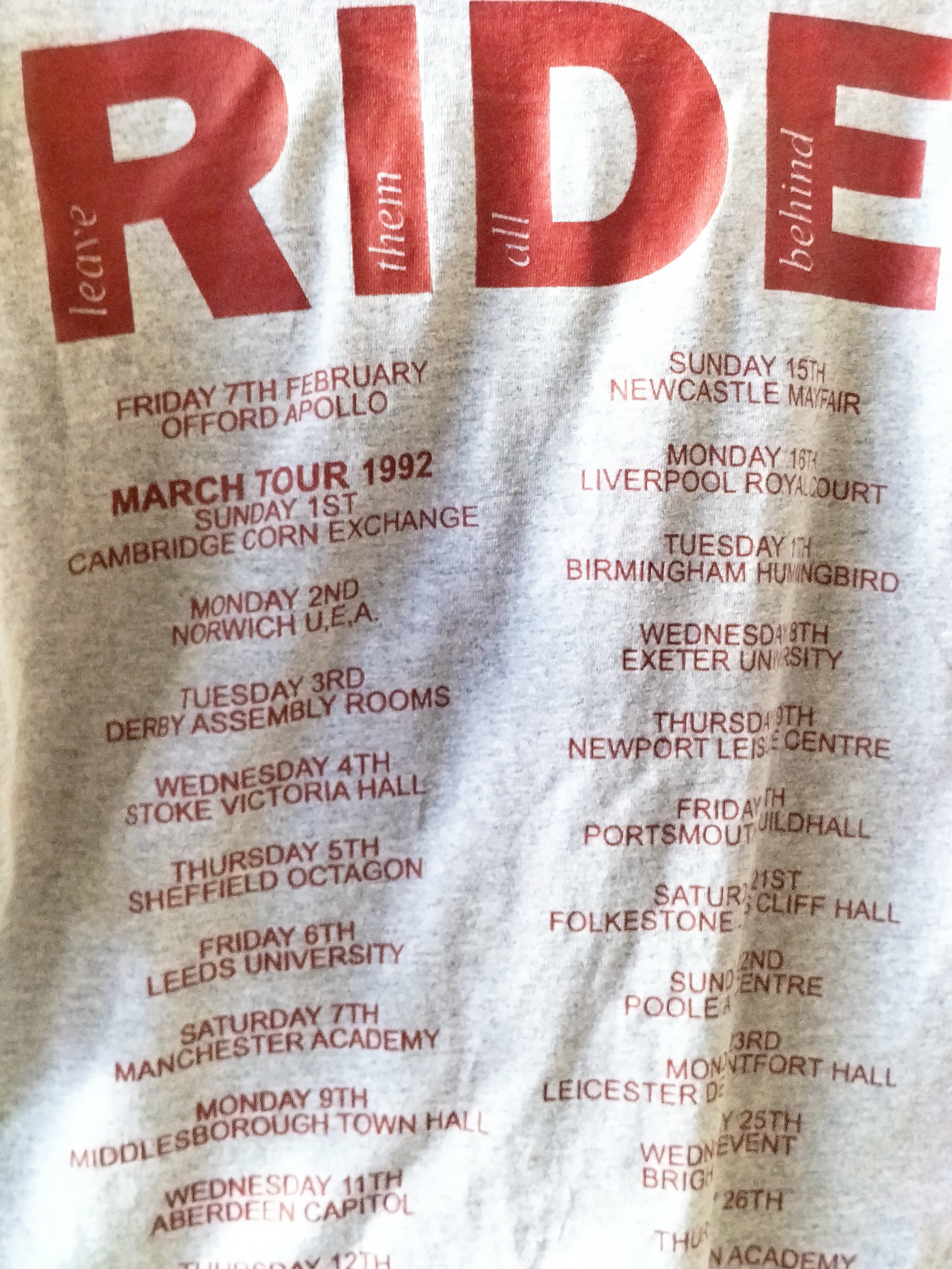Vintage - Vintage Ride Leave Them All Behind Tour Tee Band Fashion - 4
