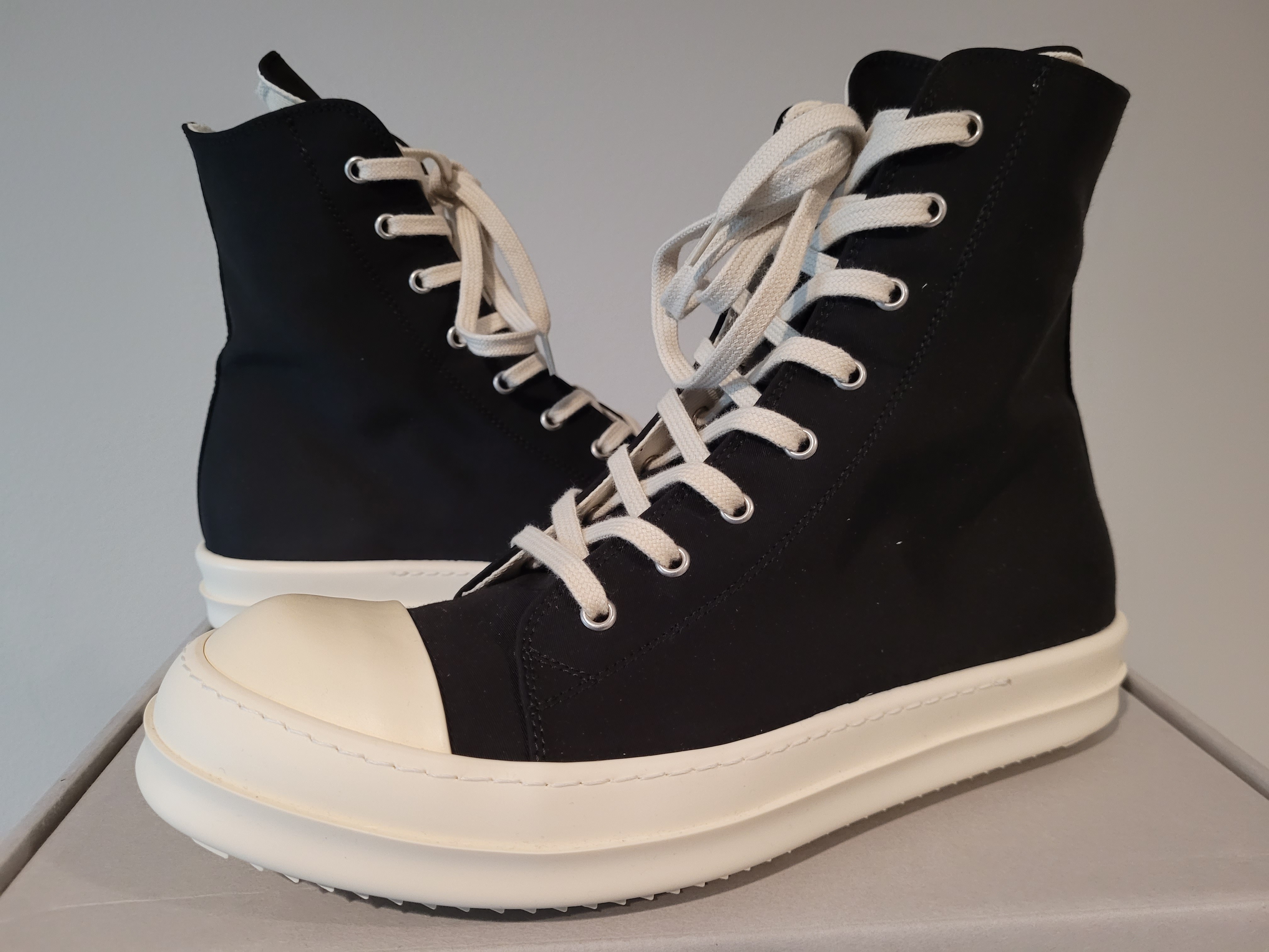 Rick Owens Drkshdw Cotton Canvas High-Top Ramones - 1