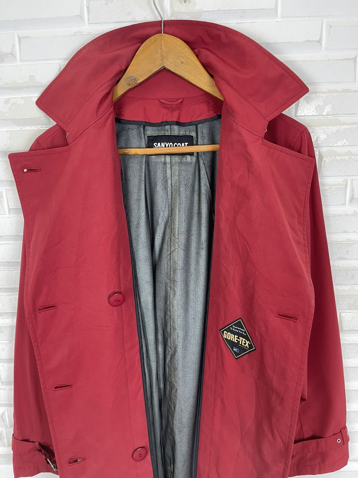 VINTAGE RED GORETEX TRENCH COAT OUTERWEAR - 4