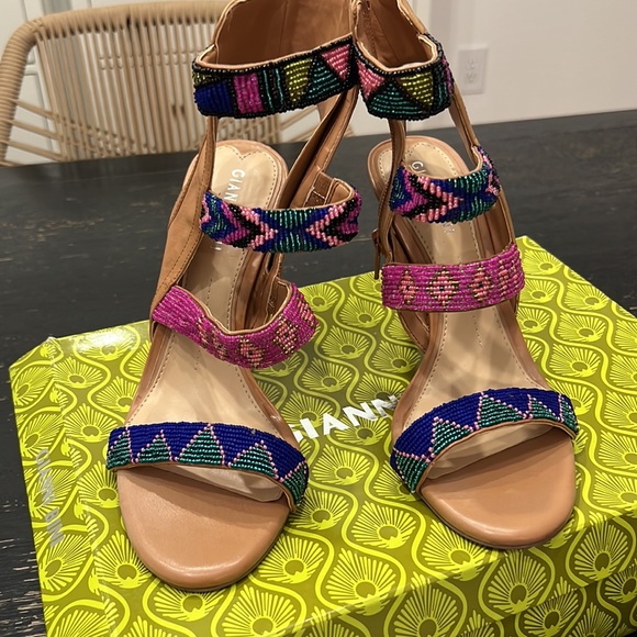 Gianni Bini Ryker Multi Color Embellished Beaded Heel Sandals - 3