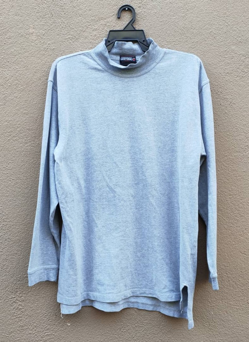 Racing - Vintage Lucky Strike Blanc Turtleneck Long Sleeve T - 1