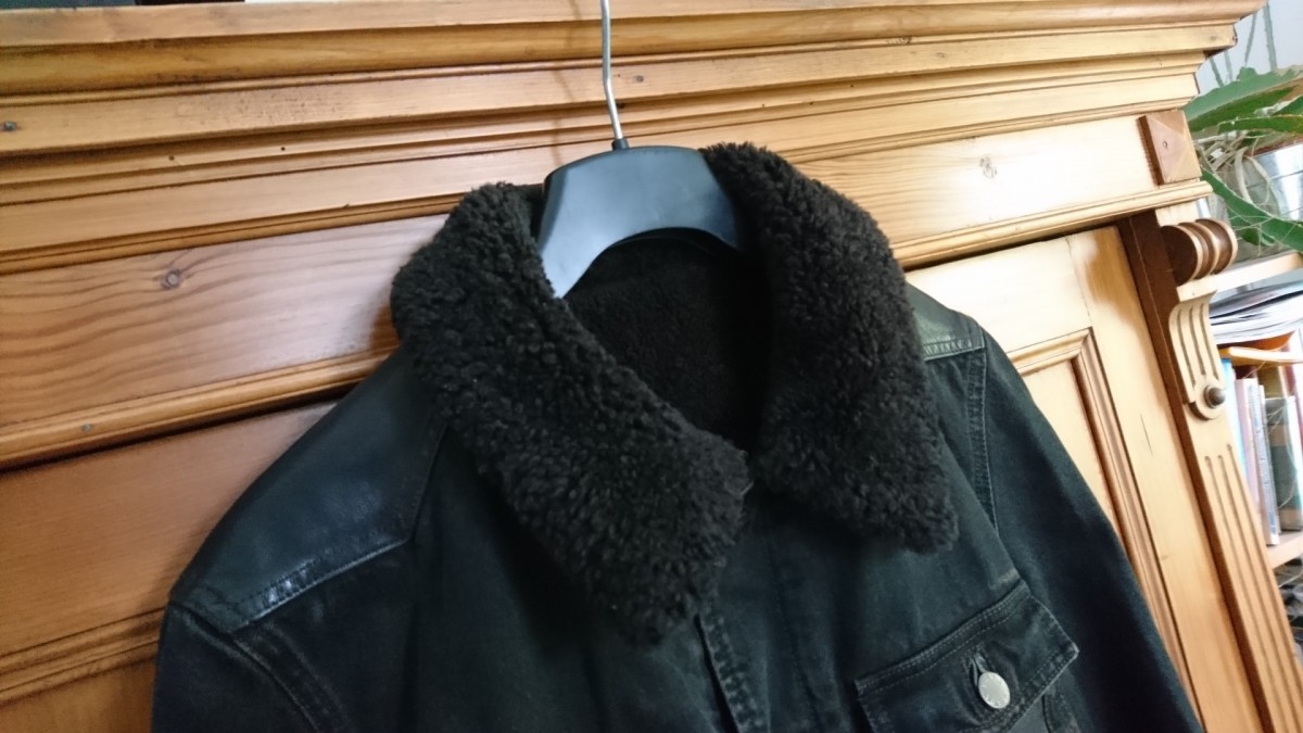 RARE Black Label Teddy Sherpa Denim Leather Detail Jacket - 6