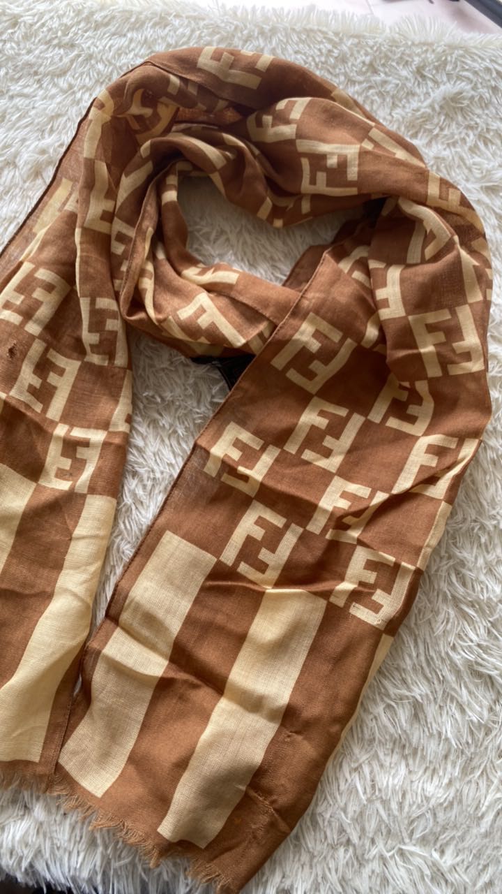 Vintage FENDI Foulard Silk Wool Scarf 11x61 - 8