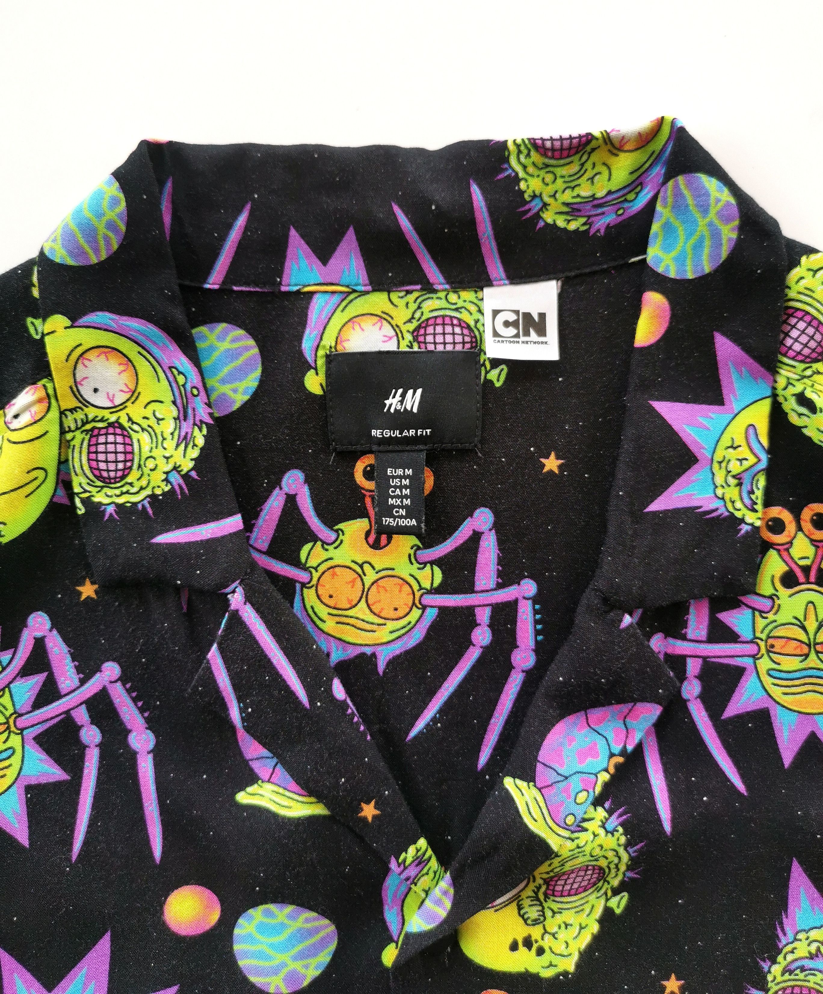 H&M Rick & Morty Hawaiian Open Collar Shirts Cartoon Network - 9