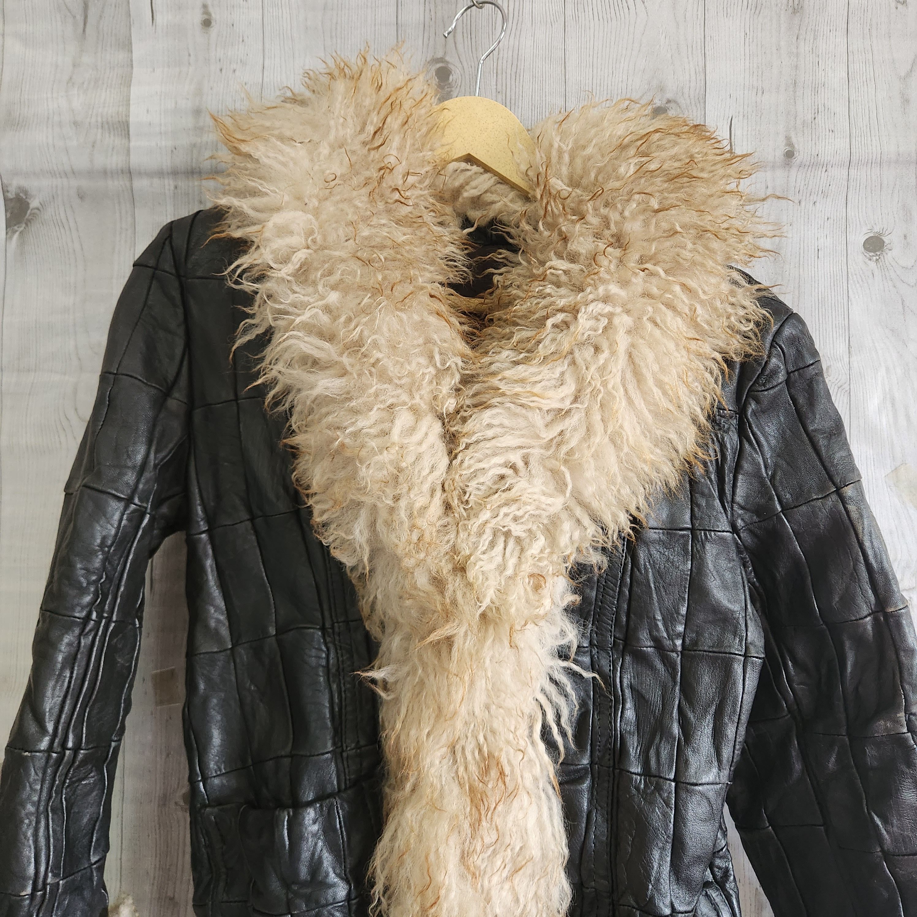 Vintage Patches Genuine Leather Fur Jacket - 16