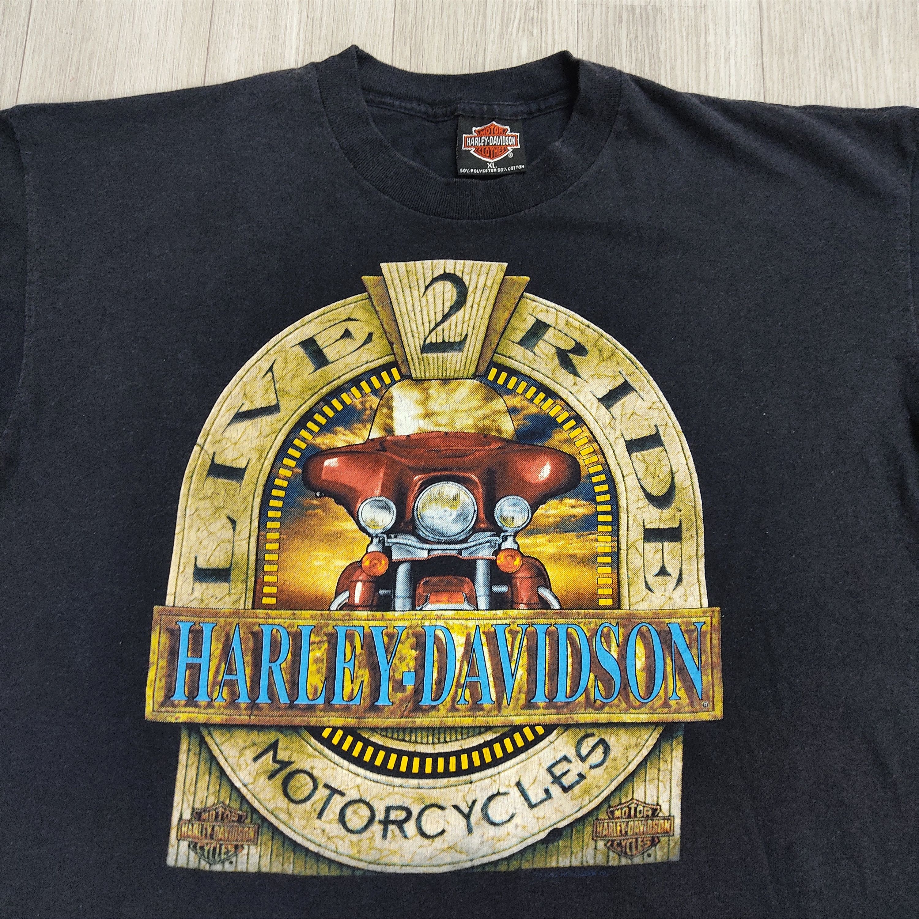 Vintage 90s HARLEY DAVIDSON 'Live 2 Ride' Holoubek T-shirt - 4