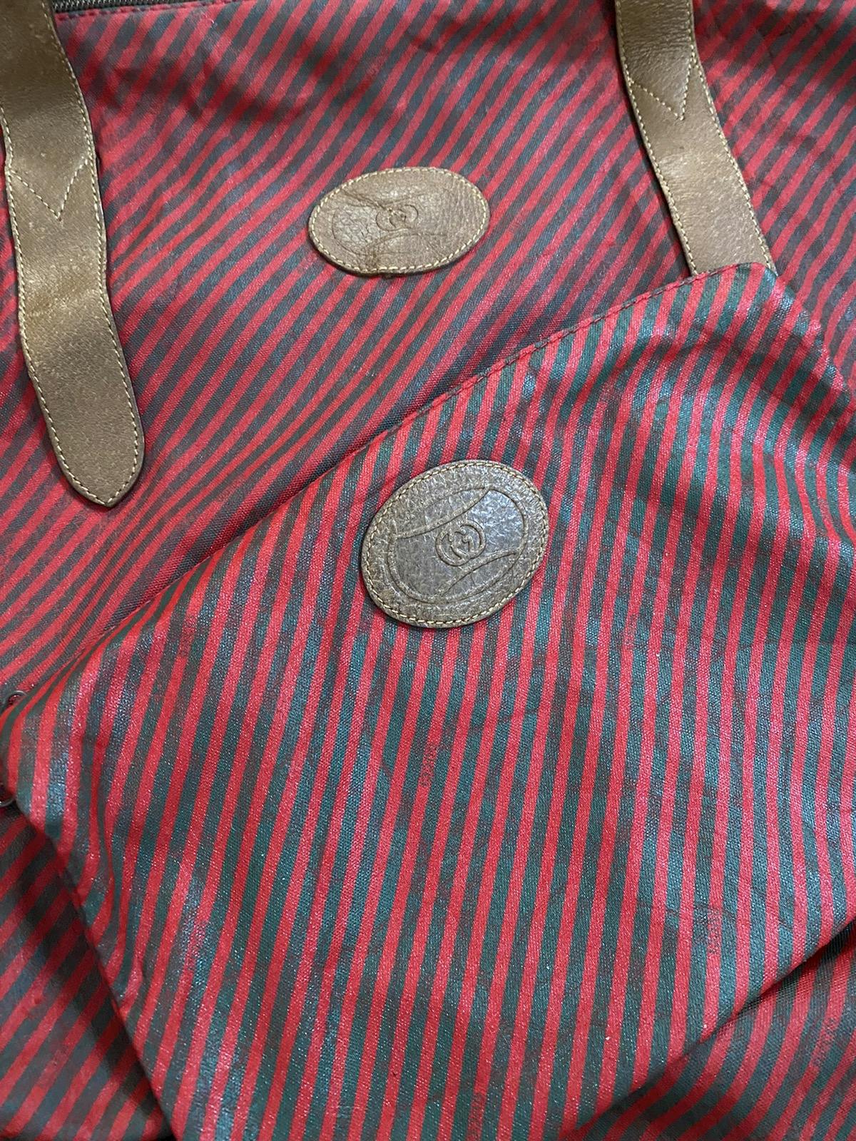 Vintage GUCCI Accessory Collection Striped Travel Duffle Bag - 7