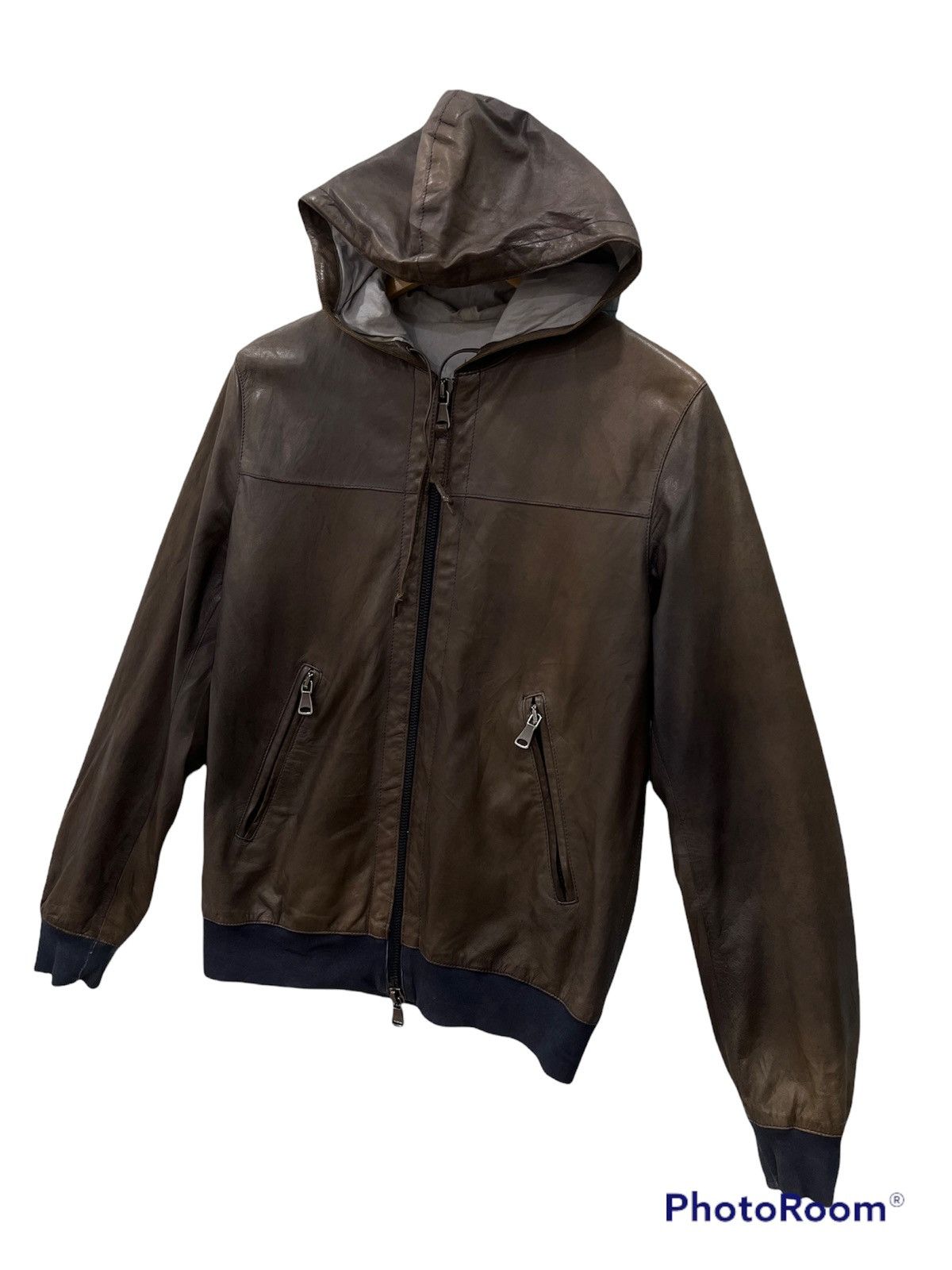 Italian Designers - B7. MARCELLO PAMPALONI HOODIE LEATHER JACKET - 3