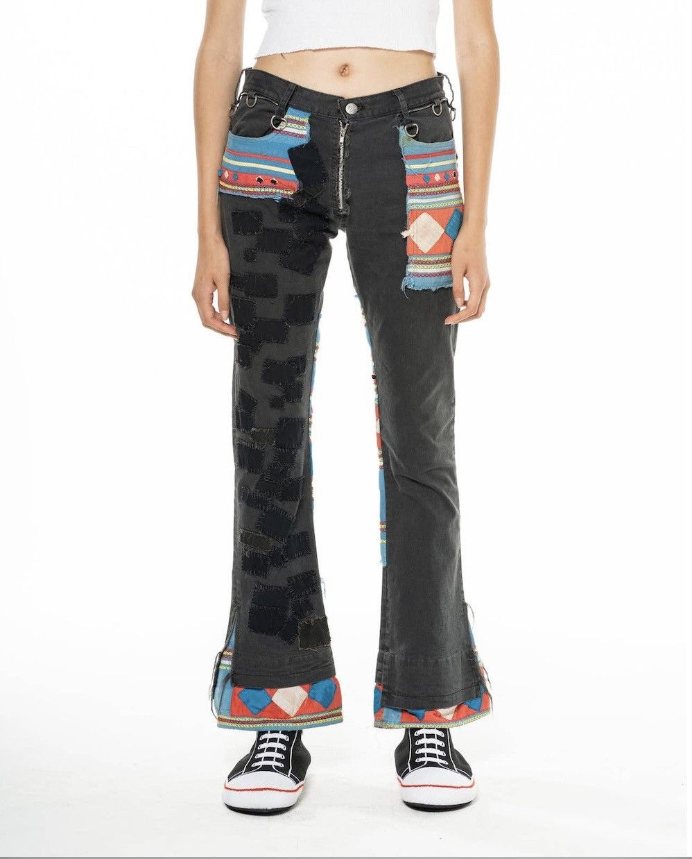 SS03 Undercover Scab Ethnic Patchwork Flare Pants - 24