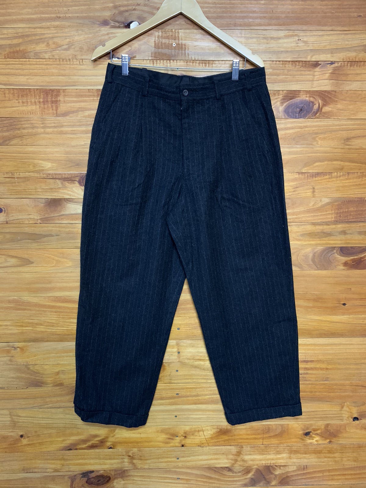 Vintage 90s Comme Des Garcon Homme Wool Stripe Trouser Pants - 1