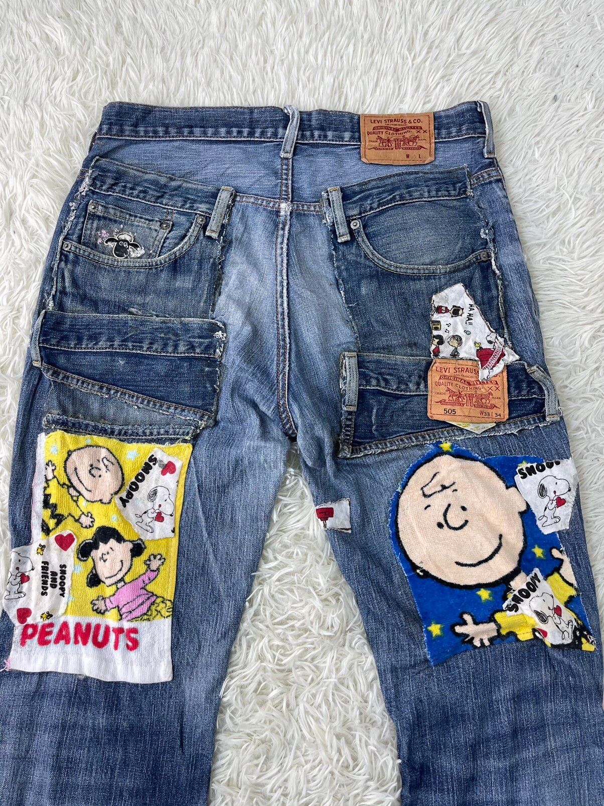 ❌DELETE SOON🔥Vtg Levis Crazy Patchworks Custom Jeans Baggy - 4