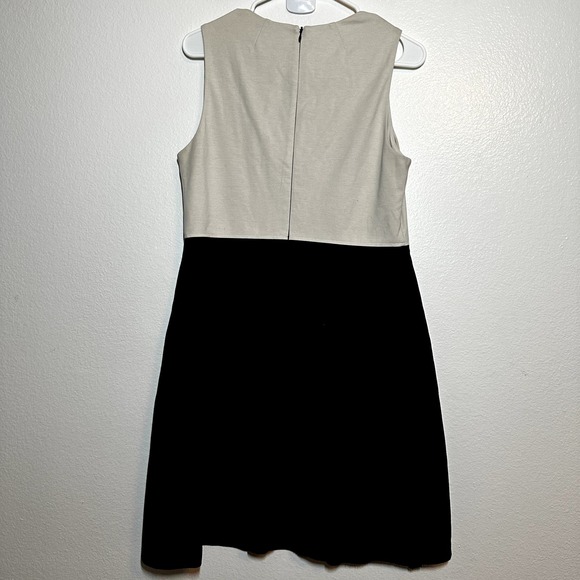 Boden Colorblock Dress A Line Cotton Round Neck Pleated Pockets White Black 10R - 4