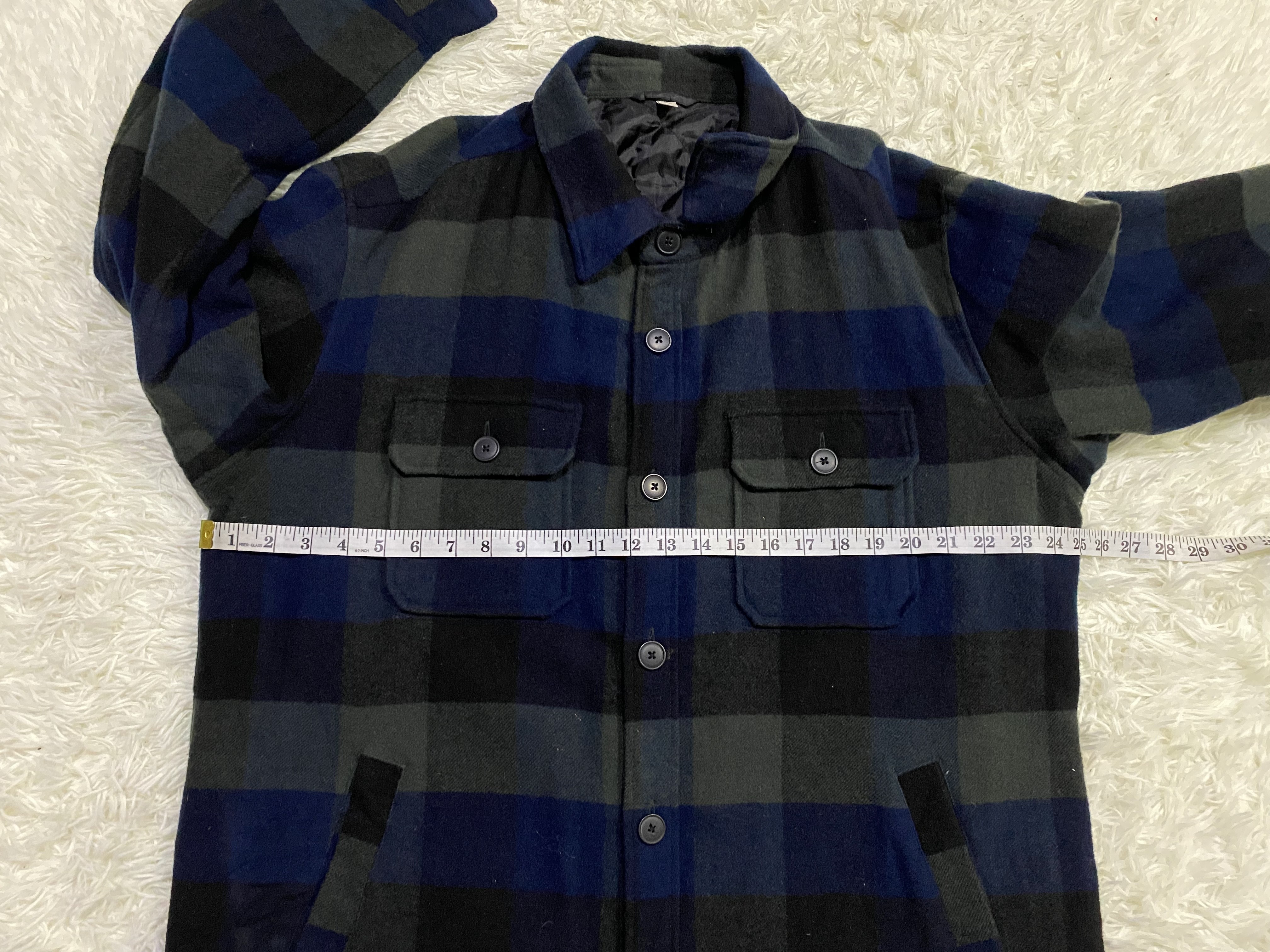 Flannel - Vintage Uniqlo Quilted Wool Blend Checked Flannel - 11