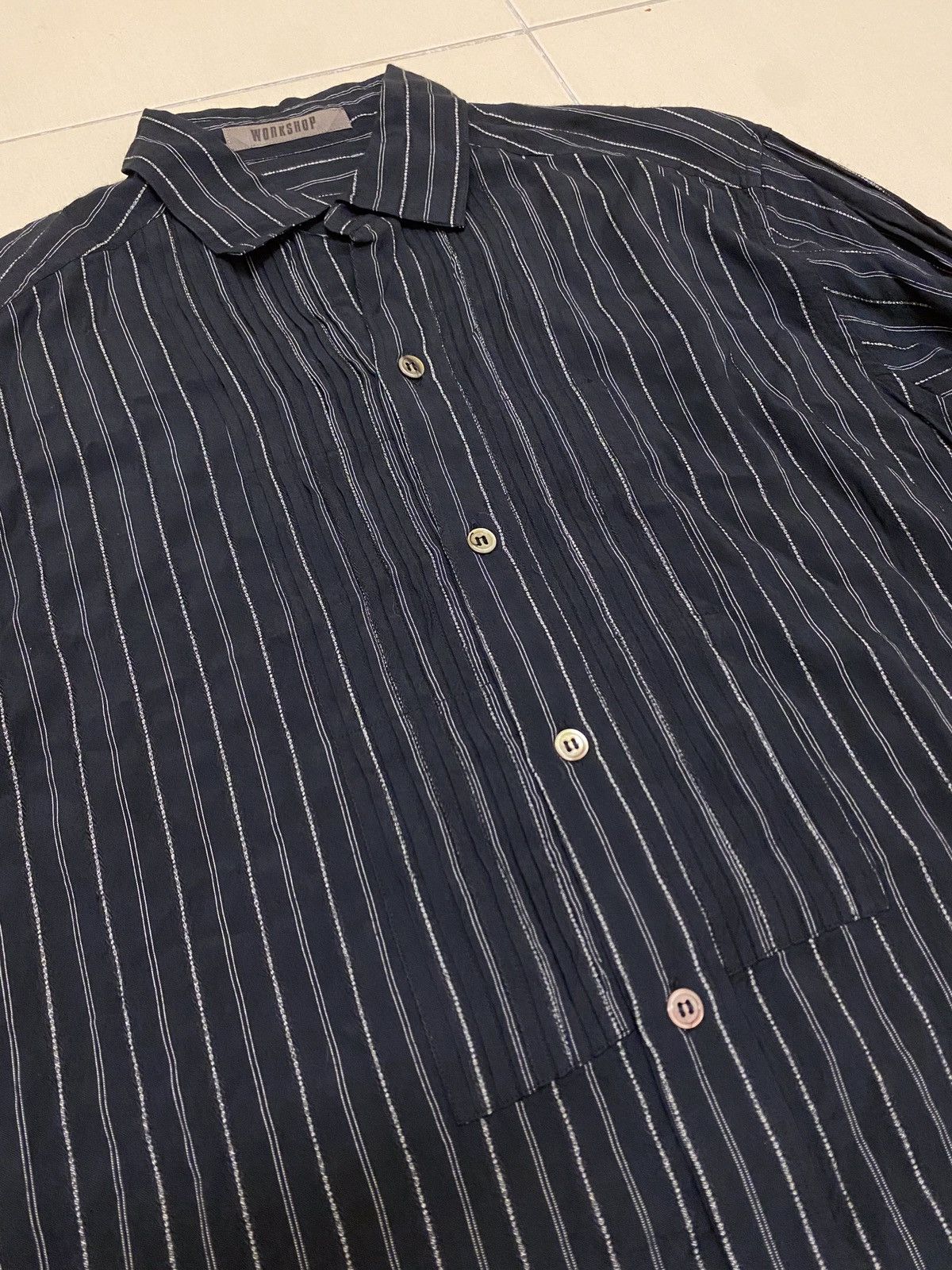 Yohji yamamoto workshop pleats chest rayon long shirt - 6