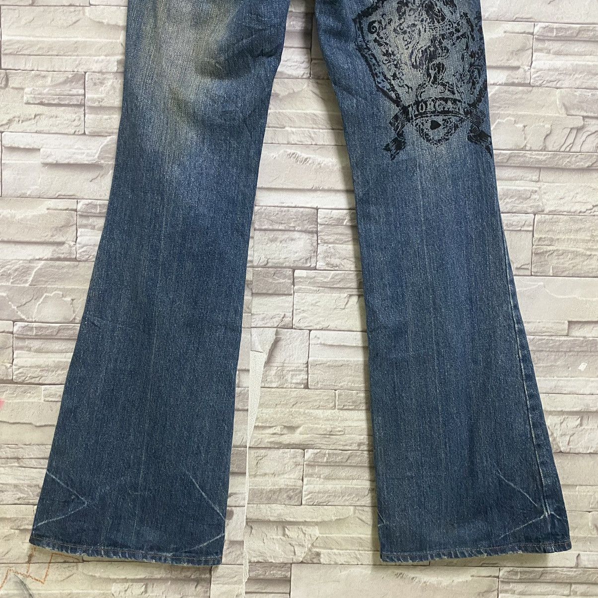 Morgan Homme Distressed Denim Flare Jeans Studded - 10