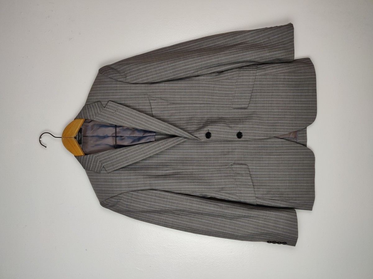 Y'saccs Sacsny Grey Stripe Blazer Coat Suit Jacket - 2