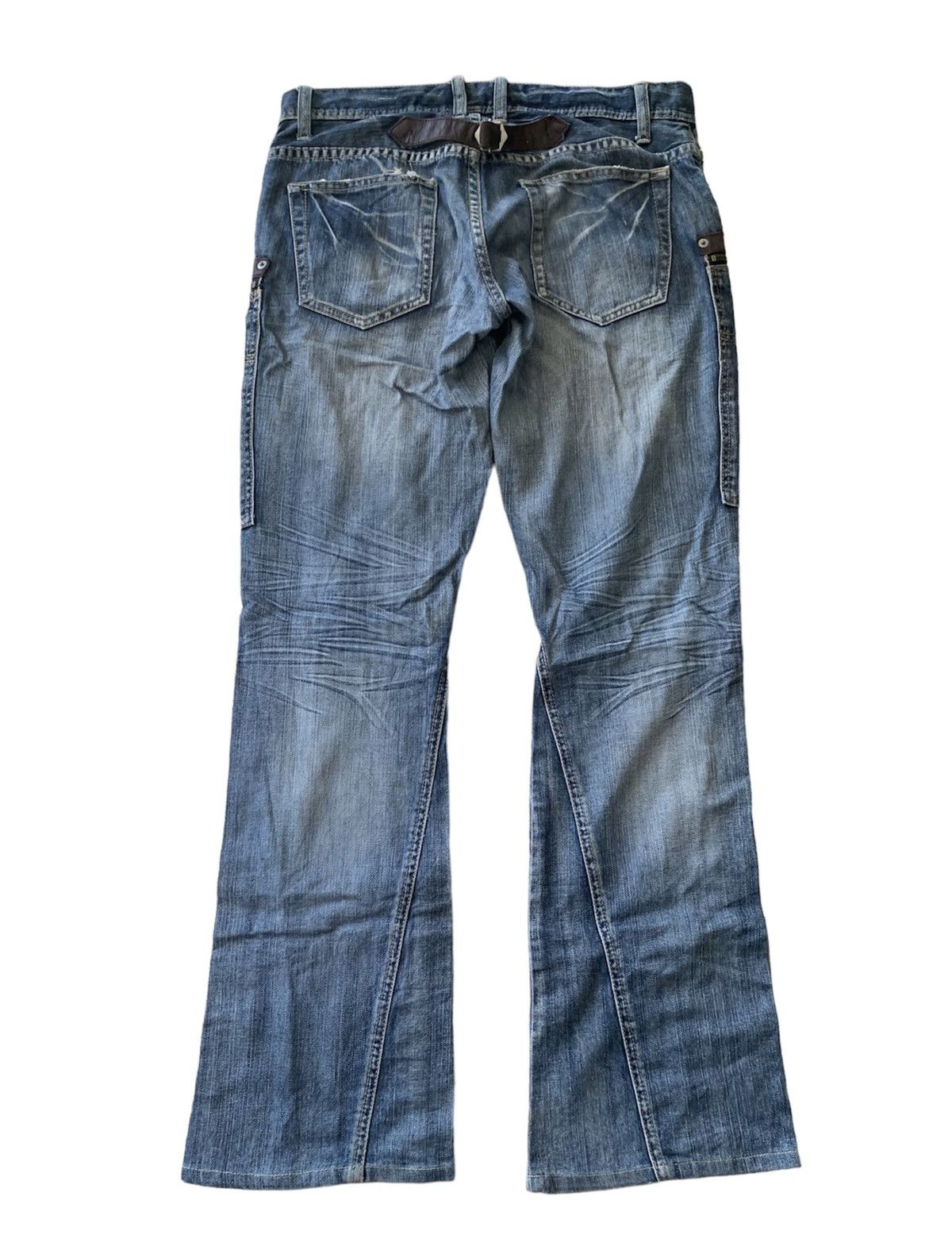 Japanese Brand - Flare Michel Klein Dirty Washed Distressed Denim - 2