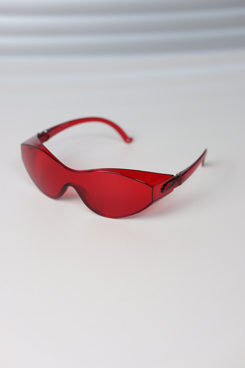 Japanese Brand - Y2k Large Wide Safety Glasses Sunglasses Red Unisex One Size - 1