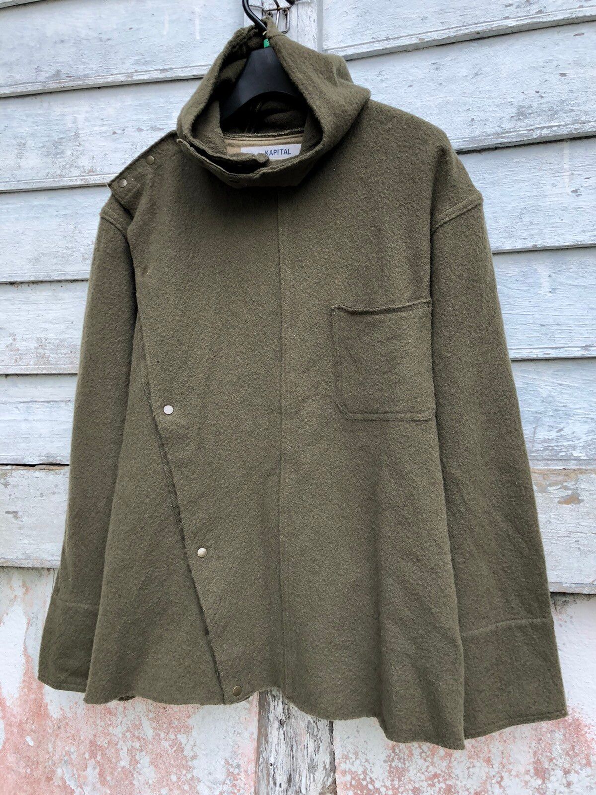 Kapital Wool Asymmetrical Button Hoodie Jacket - 2