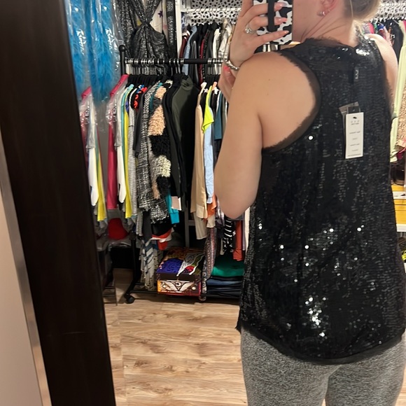 KAS New York Black Tunic along Length Racerback Sequin Tank - 9