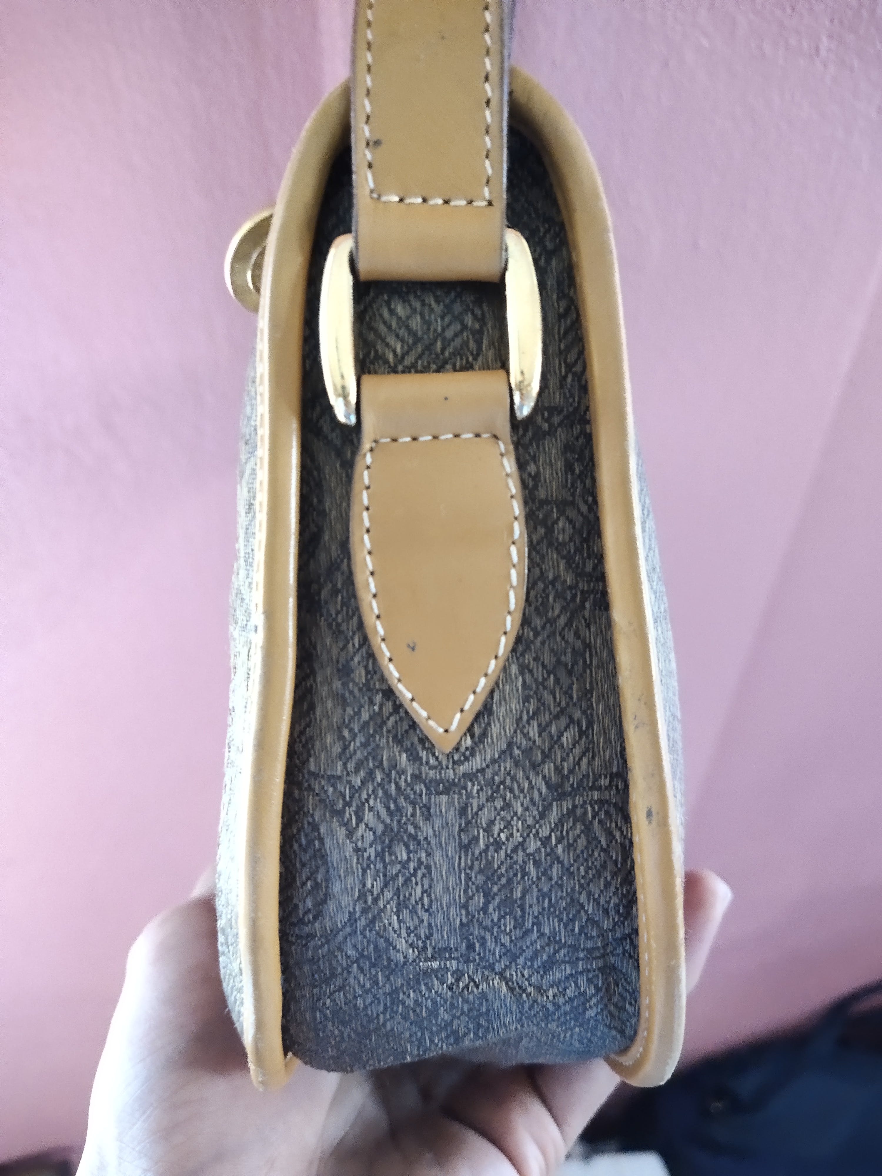 Vintage gucci canvas x leather satchel bag - 11