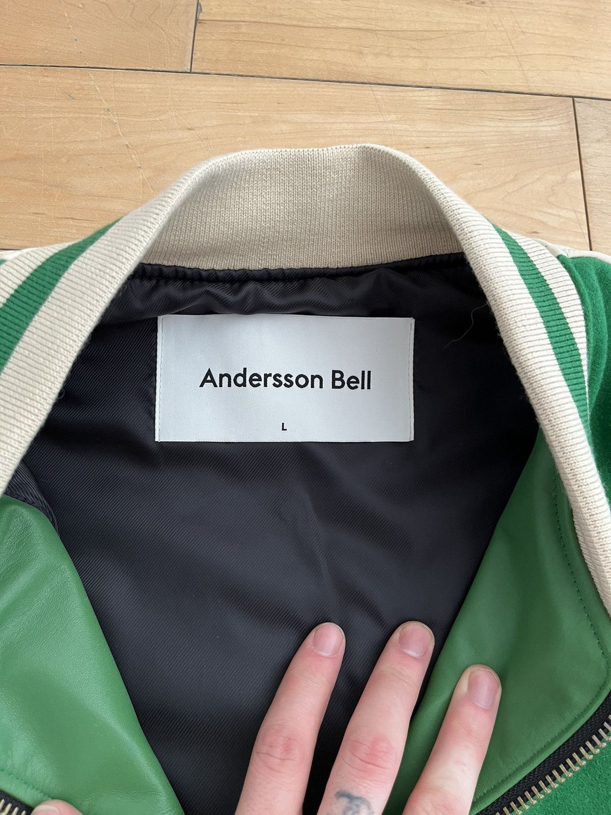 NWT - Andersson Bell Leather and Wool Varsity Bomber Jacket - 5