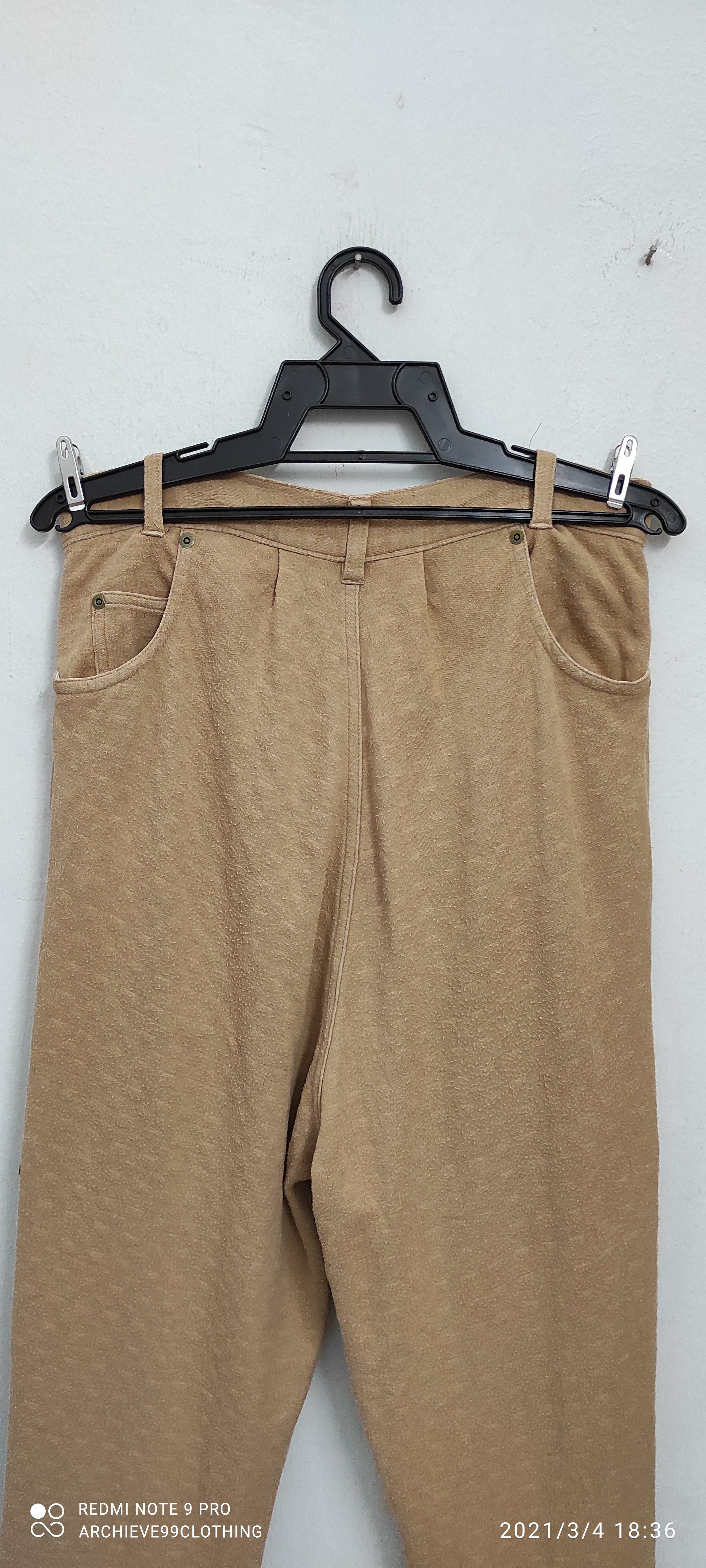 Mercibeaucoup - Mercibeaucoup drop crotch beige/ tan leather patches pants - 12