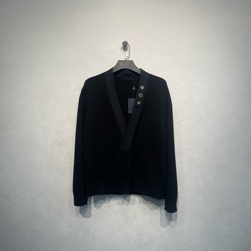 Louis Vuitton x nigo collaboration FW25 V-neck three-floral embroidered knit cardigan - 1