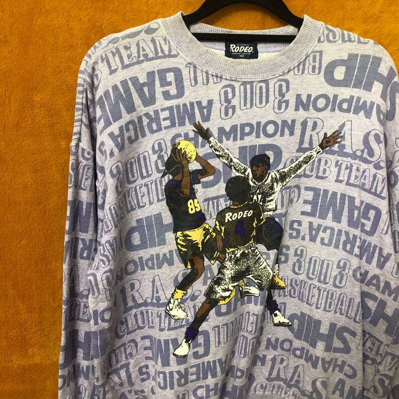 Vintage Rodeo American 3 on 3 Handball All Over Print Graphic Pullover Crewneck Sweatshirt - 2