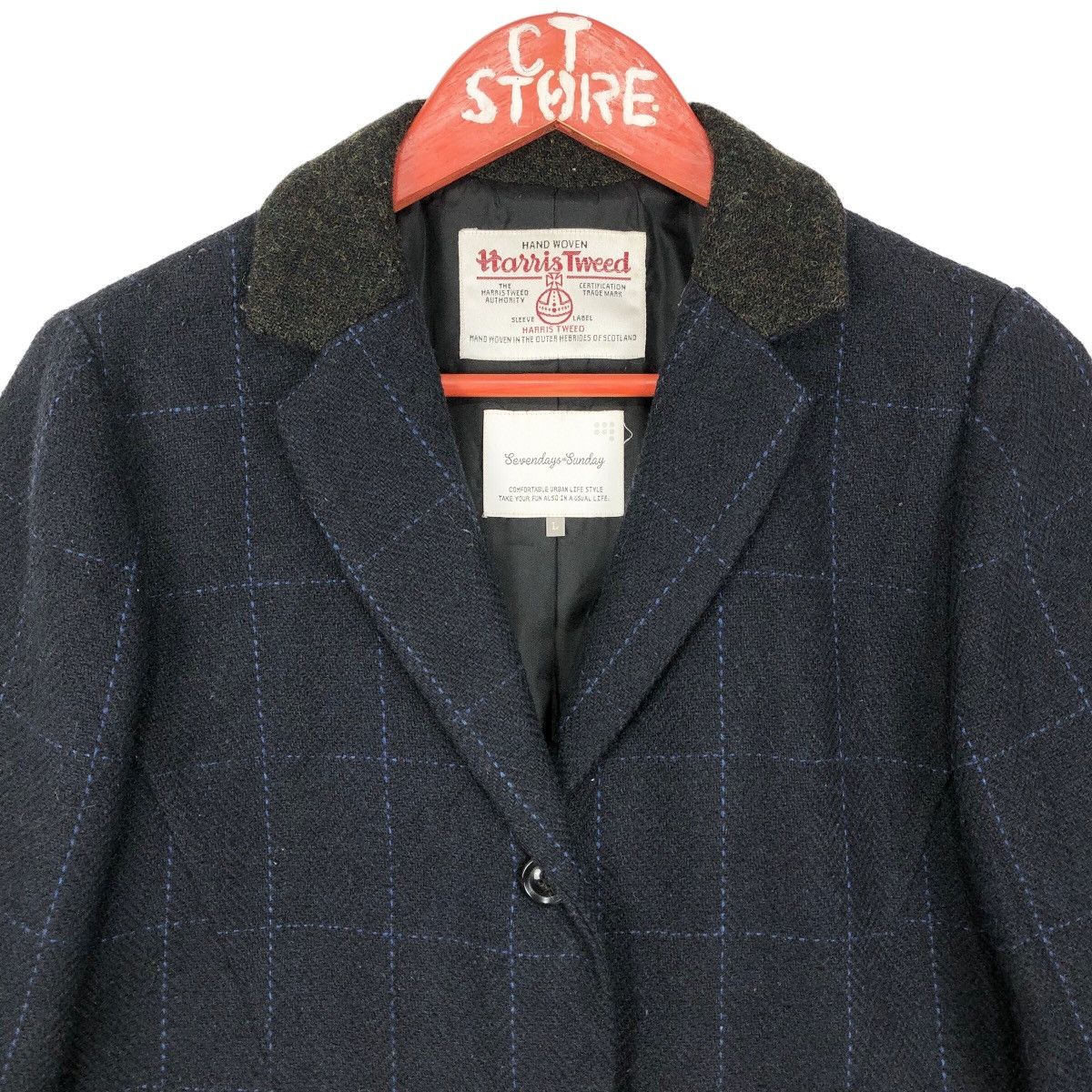 Vintage - Harris Tweed Sevendays Sunday Wool Coat Jacket Size M - 4