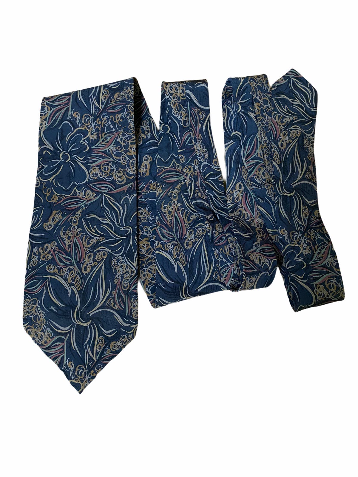 Vintage Valentino Flowers Overprints Silk Necktie - 1