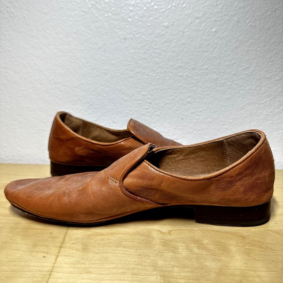 Frye Ashley Loafers Leather Slip On Almond Toe Stacked Heel Mahogany Brown 9M - 3