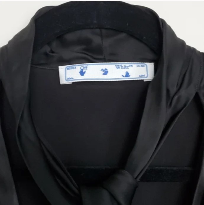 Off-White Black Ruffled Tie Logo Dress - 4