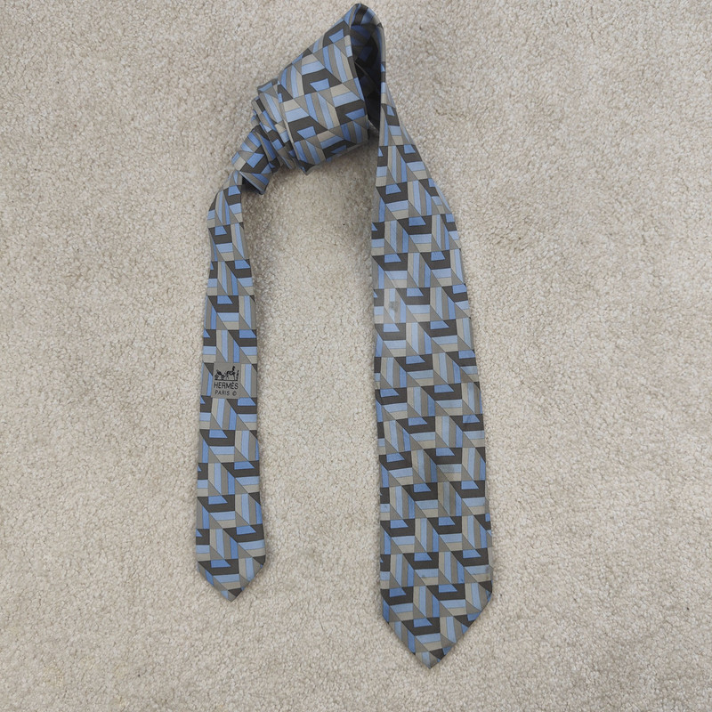 Hermes Paris Silk Tie Geometric 5310 TA - 1