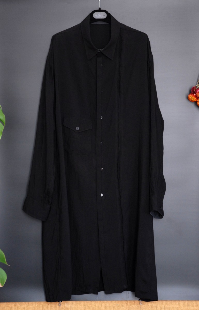 Pour Homme Long Oversized Black Shirt - 1