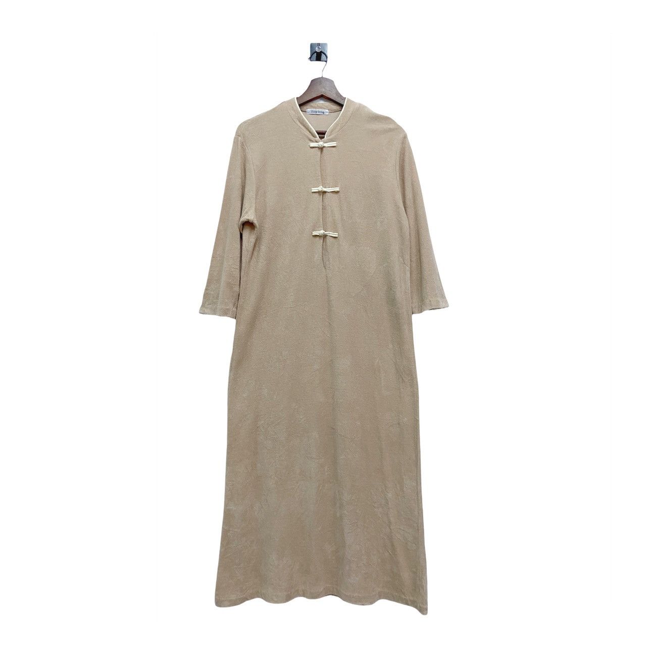 Y’s Chinese Tie Button Long Dress Fleece - 1