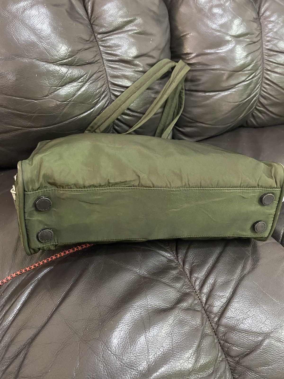 Authentic Vintage Prada Tessuto Nyalon Green Shoulder Bag - 11