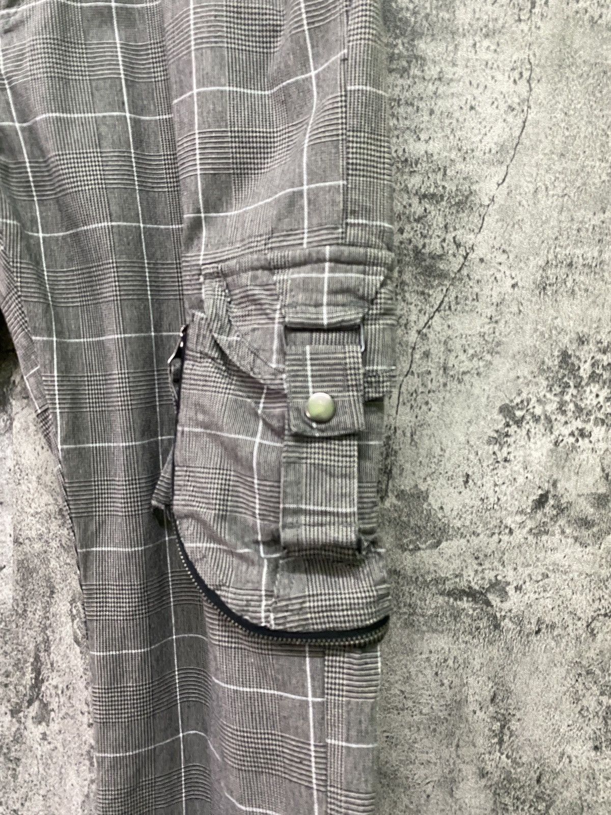 Japanese Brand - 31040=SKKONE Cargo Multipocket Checked Bondage Style Pant - 8