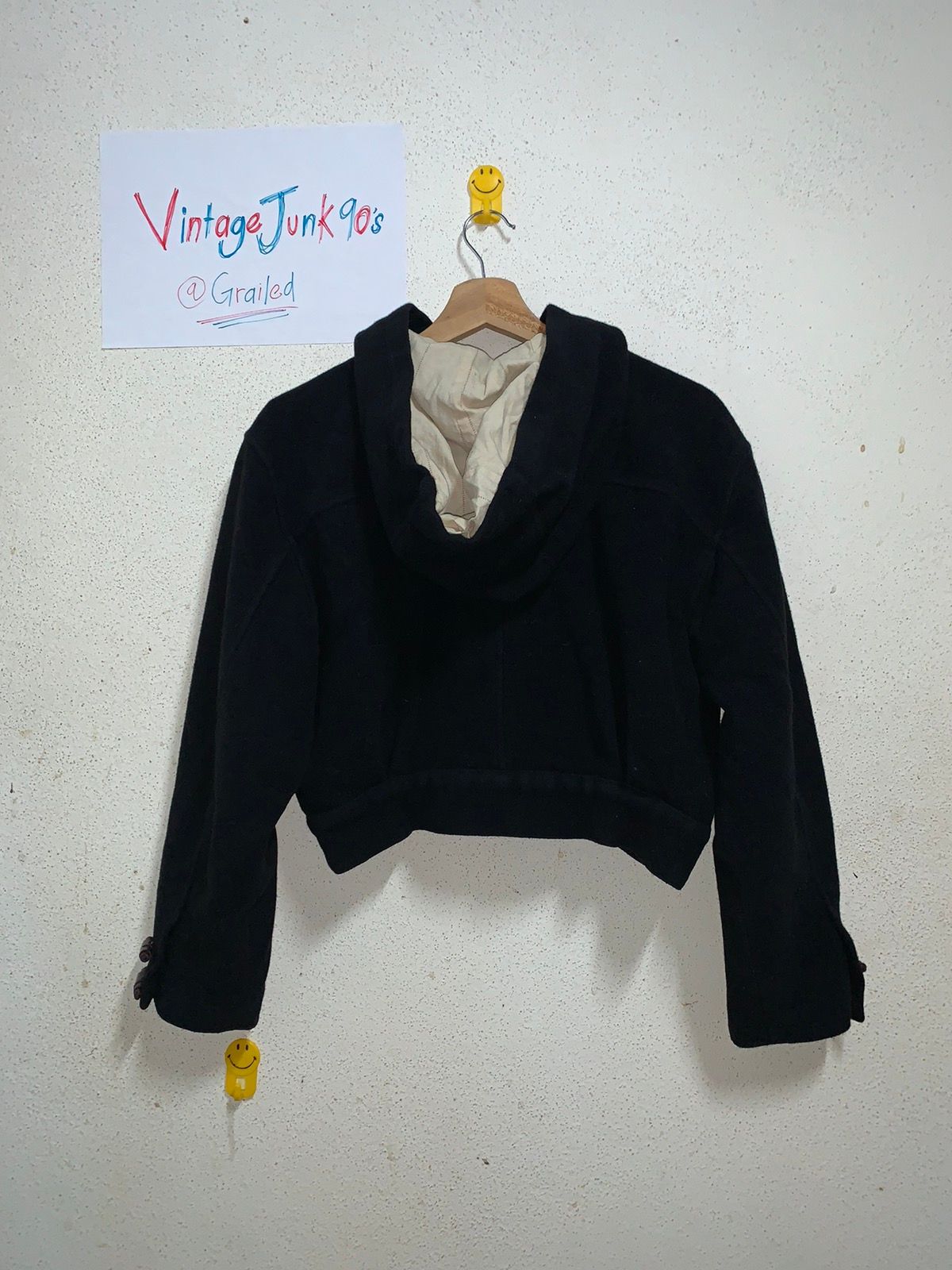 Vintage Sisley Crop Top hoodies jacket wool - 8