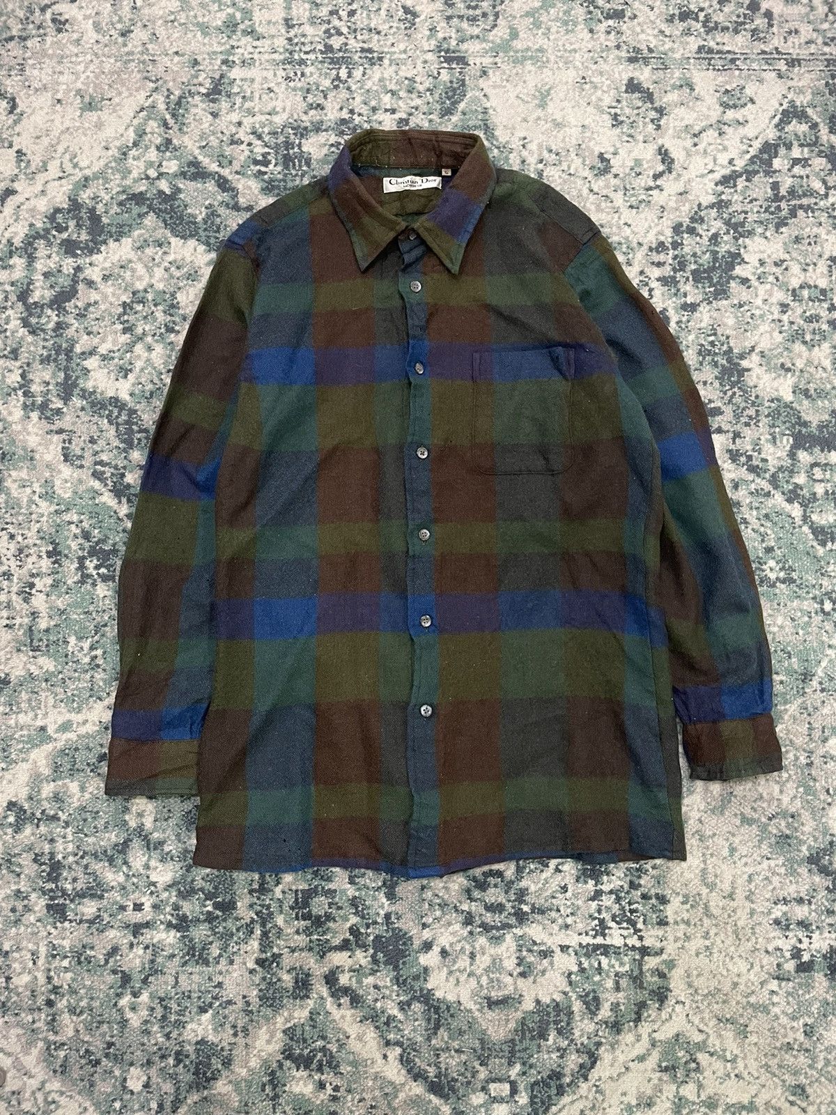 Rare Vintage 1980 Christian Dior Hair Flannel Button Up L/S - 4