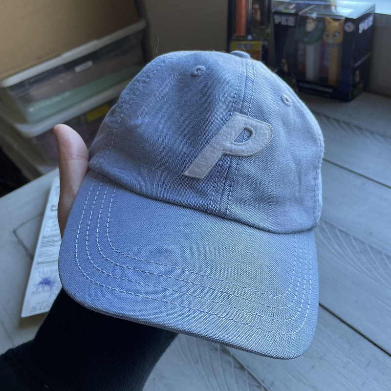 P 6 panel das cap hat light blue cotton oxford - 1