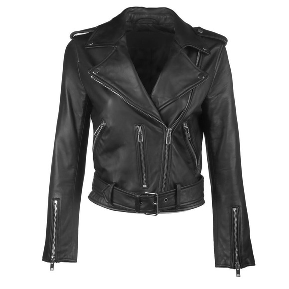 Linea Pelle The Cameron Black Cropped Leather Moto Jacket - 2